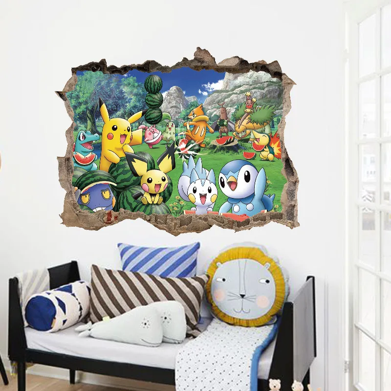 取り外し可能なポケモンウォールステッカー 3d印刷 印刷 男の子と女の子の部屋 壁画 Stickers Aliexpress