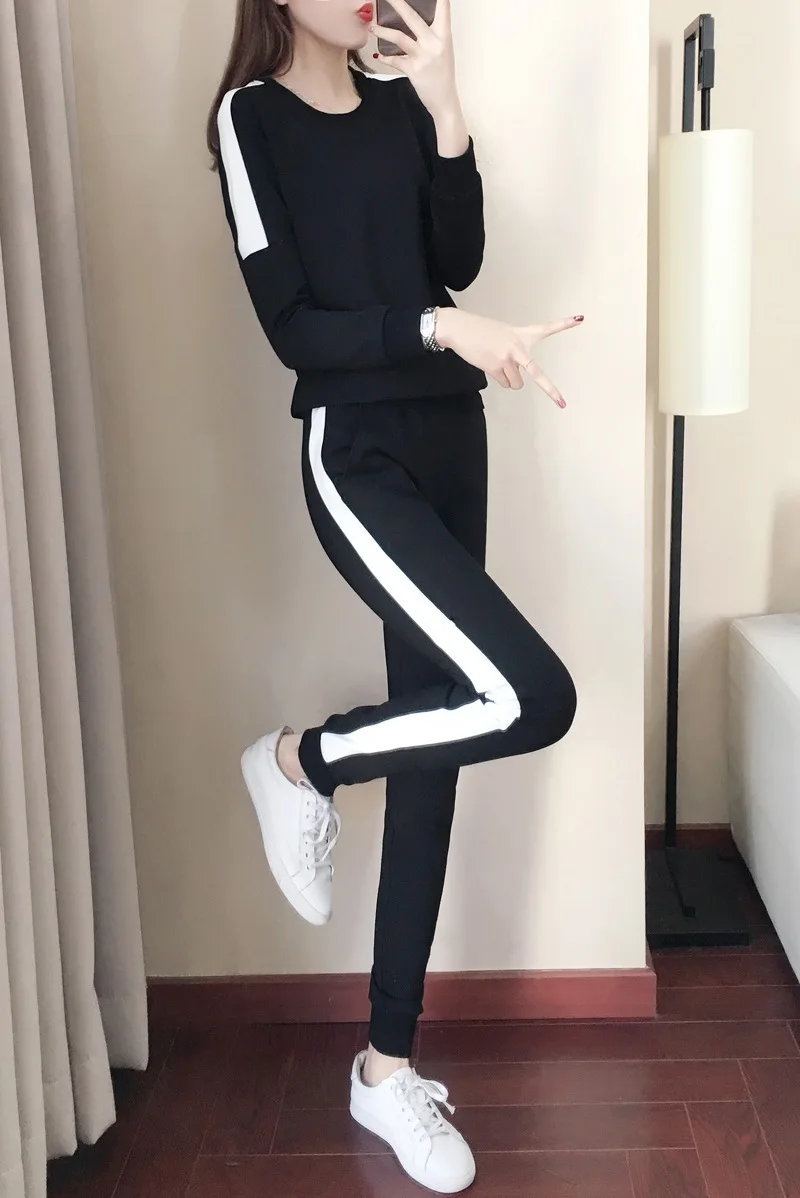 

Sports WOMEN'S Suit Spring And Autumn 2019 New Style Korean-style Fashion Fashion Slimming plus Velvet Casual Jogging Suits Hood