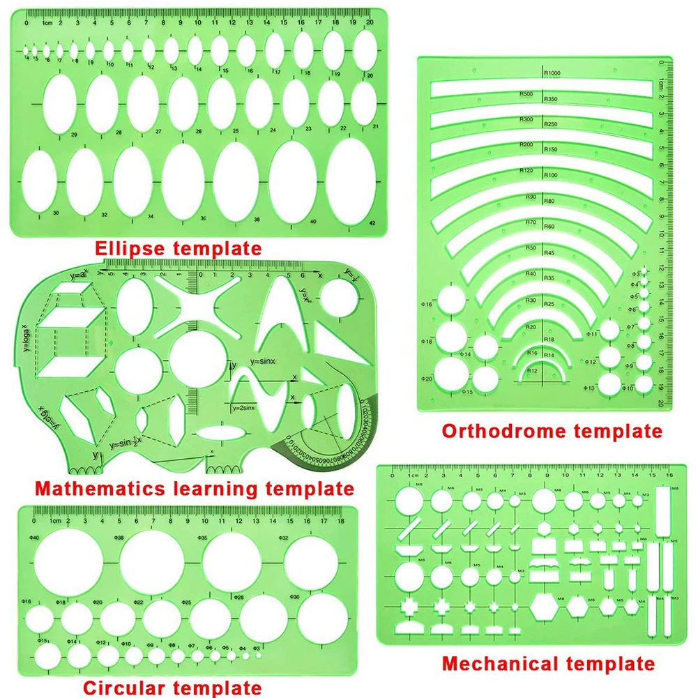 11 шт. линейки геометрические трафареты набор архитектурных чертежей шаблоны для обучения измерению математики многофункциональные для широкого использования студенческие работы