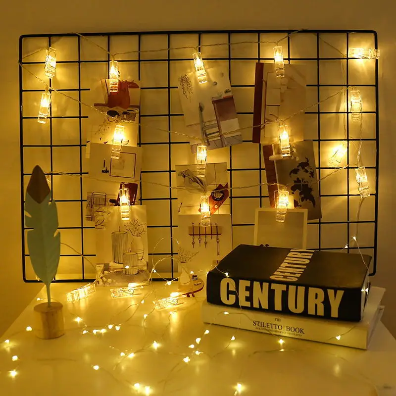 

1.5M 10leds Photo Clip Holder LED String lights For Christmas New Year Wedding Home Decoration Warm white Fairy lights Battery