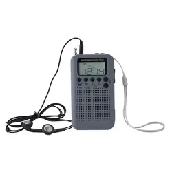 Compact Digital AM/FM Radio with LCD Display and Headphone Jack (Grey)