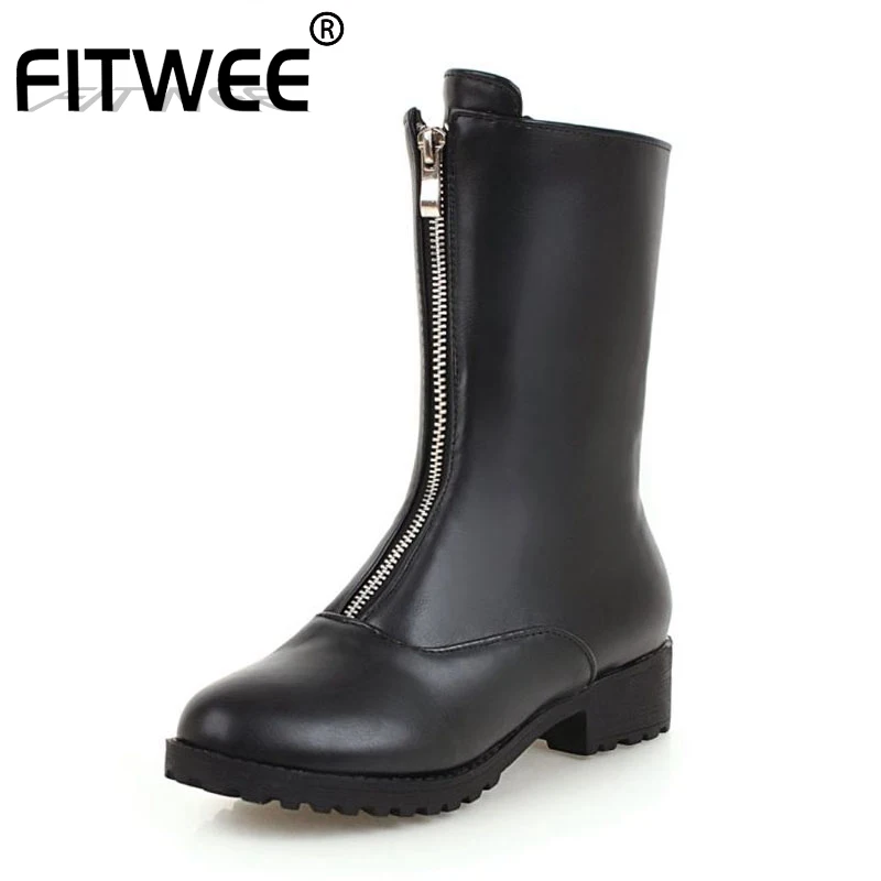 FITWEE из искусственной кожи размера плюс Большие размеры 34-45 модная женская обувь