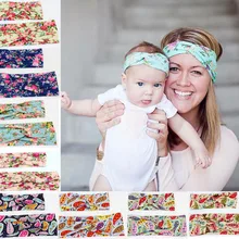 Европа и Америка,, цветочный принт, крест, набор для родителей и детей, хлопковая тканевая лента для волос, Младенческая хлопковая лента для волос, головной убор