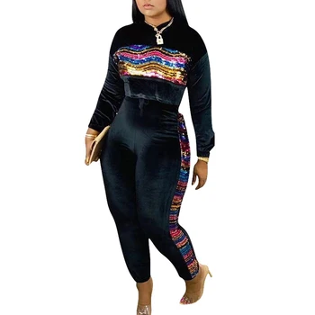 

Cute Casual Colorful Sequin 2PCS Women Korean Velvet Autumn Long Sleeve Winter Sweater Suits S-3XL Club Fashion Outfits Lady Set