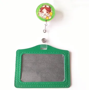 

Retractable Card Holder Employee Name ID Card Cover PU Work Certificate Identity Badge ID Business Case Nurse Accessories