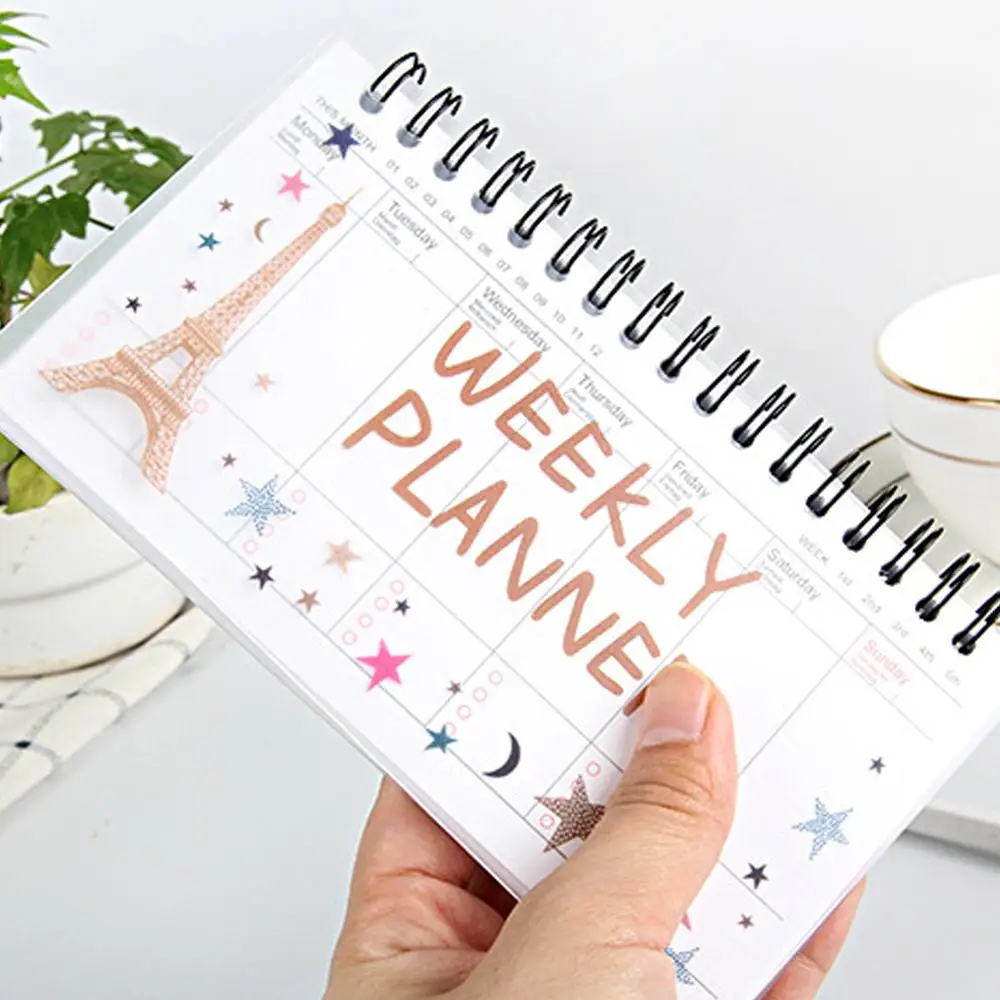 Cuaderno Kawaii portátil, Agenda A6, diario semanal mensual, planificador Colegio, suministros, organizador de papelería, horario, 2021, 2022