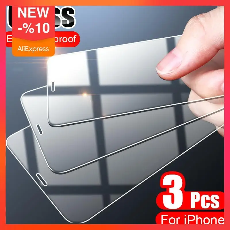 Закаленное стекло с полным покрытием для iPhone11 7 8 6 6s Plus X 3 шт.|Защитные стёкла и