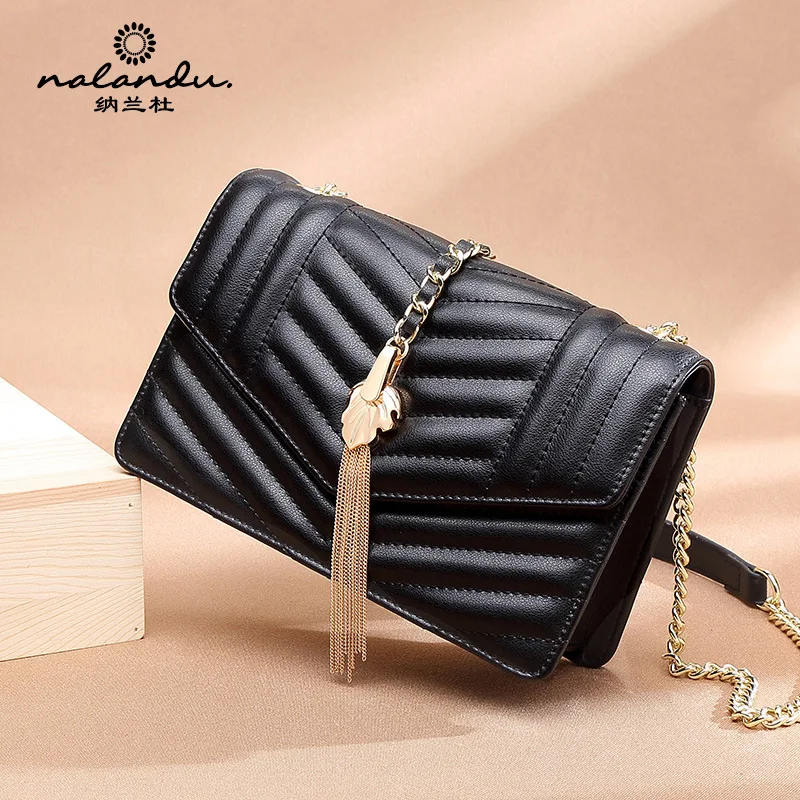 

Nalan Du Cowhide Bag Women's 2020 New Style Shoulder WOMEN'S Bag Chain Bag WOMEN'S Single-shoulder Bag Square Sling Bag Women's
