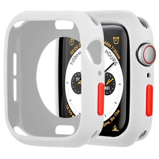 Candy Soft Silicone Case for Apple Watch 6 SE 5 4 3 2 1 42MM 38MM Cover Protection Shell for iWatch 4 5 6 3 2 40MM 44MM  Bumper white red