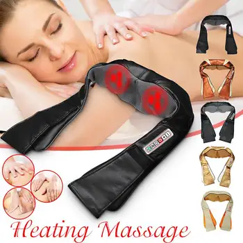 

Electrical Shiatsu Back Neck Shoulder Body Massager Home Car PU Leather U Shape Infrared Heated Kneading Massagem US/EU Plug