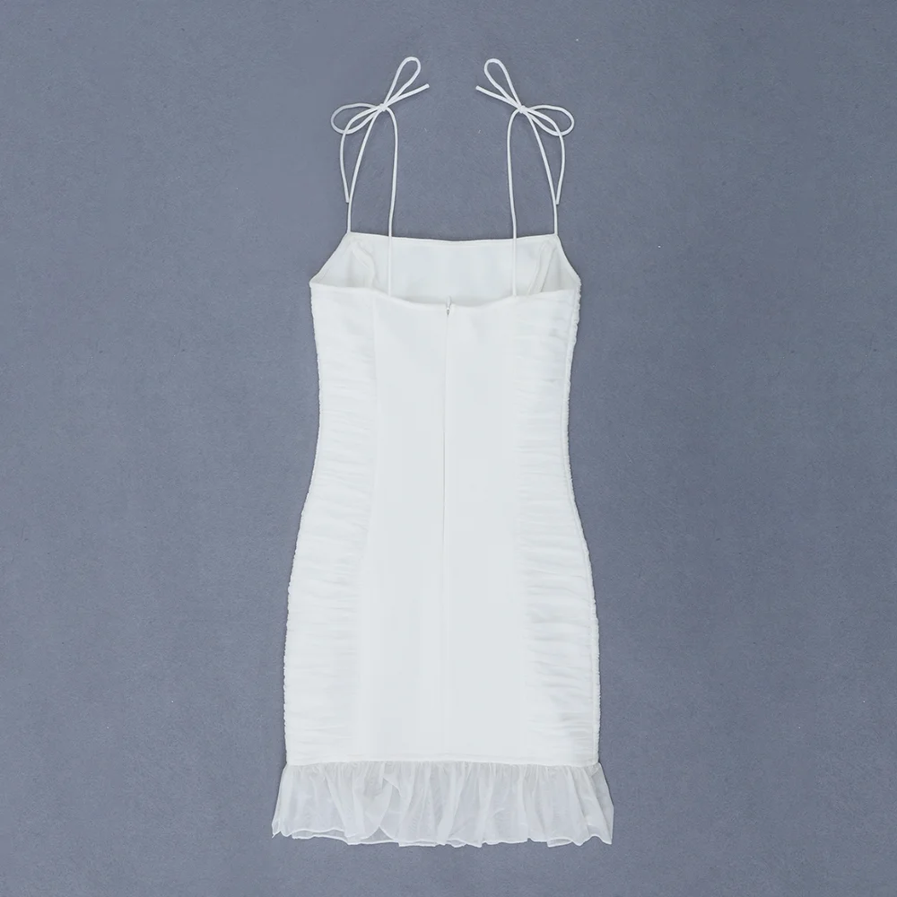 Simly тара летние Бандажное платье Для женщин Vestidos сексуальное платье без рукавов белое Сетчатое облегающее Клубное платье; элегантные туфли в стиле знаменитостей; вечерние платья