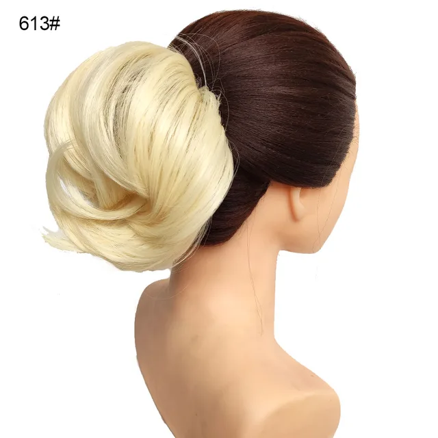 Jeedou Messy Chignon Donut Hair Bun Pad Elastic Hair Rope Rubber Band Synthetic Hairpiece Gary Brown Color S-613