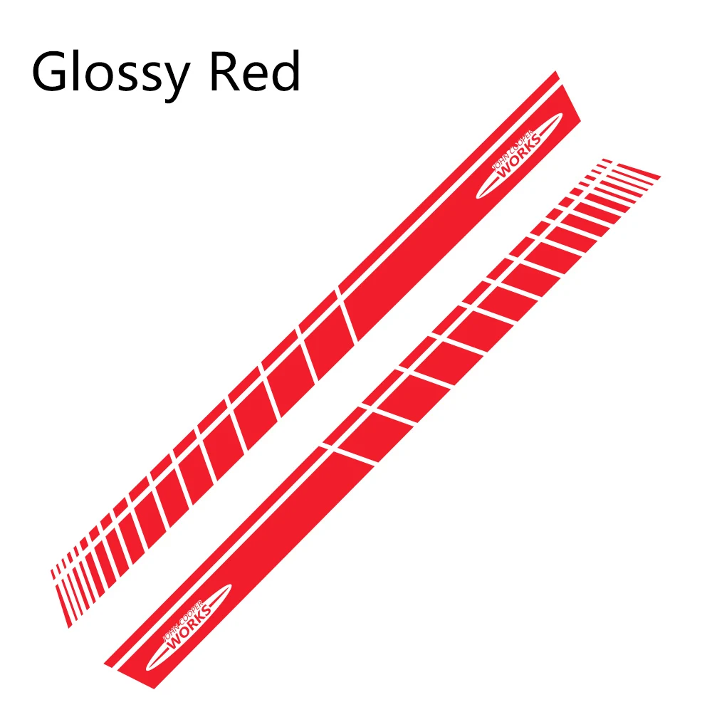 Glossy Red 2 шт. автомобиль боковая полоса Стикеры для Mini Cooper R56 R57 R58 R50 R52 R53 R59 R61 R60 F60 F55 F56 F54 DIY стильные Переводные картинки аксессуары - Название цвета: Glossy Red