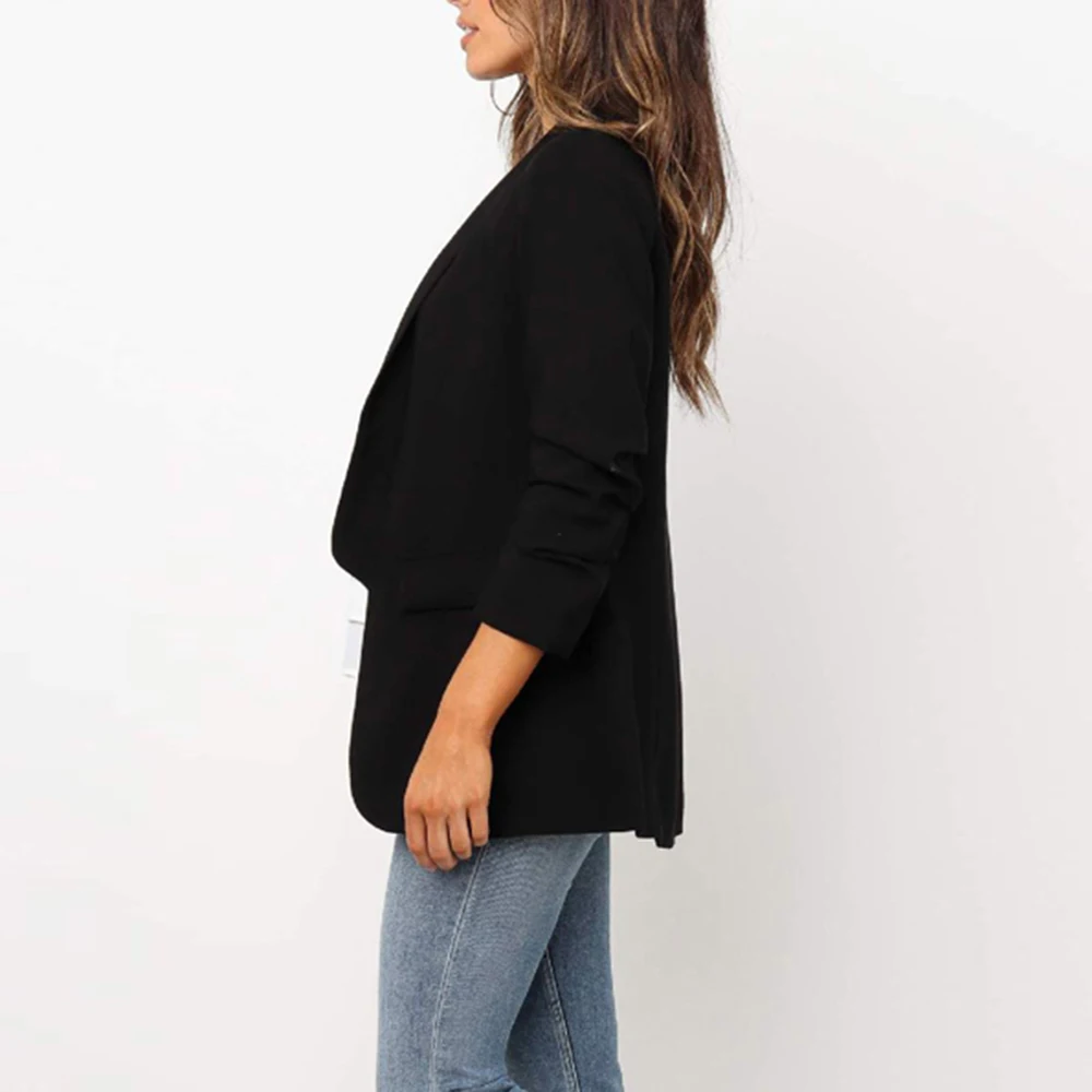 Женский осенний Повседневный формальный зазубренный офисный Женский комплект пальто женский Карманный Тонкий пиджак блейзер Пальто