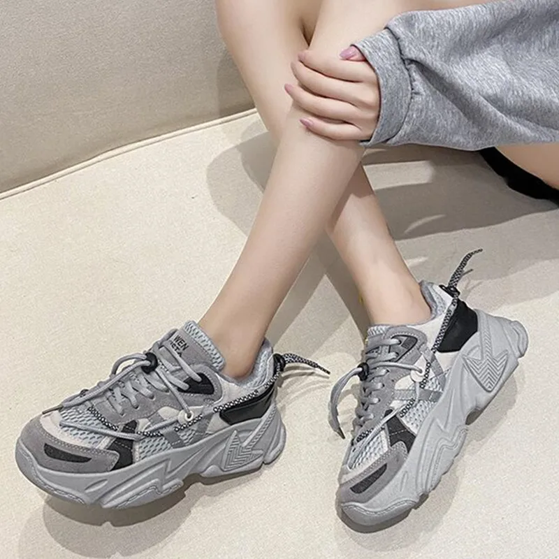 Zapatos De Mujer Luxury Women Shoes Fashion Sneakers Tenis De Mujer Med Lace-up Plus Size 44 Ladies Platform Shoes Woman Unisex