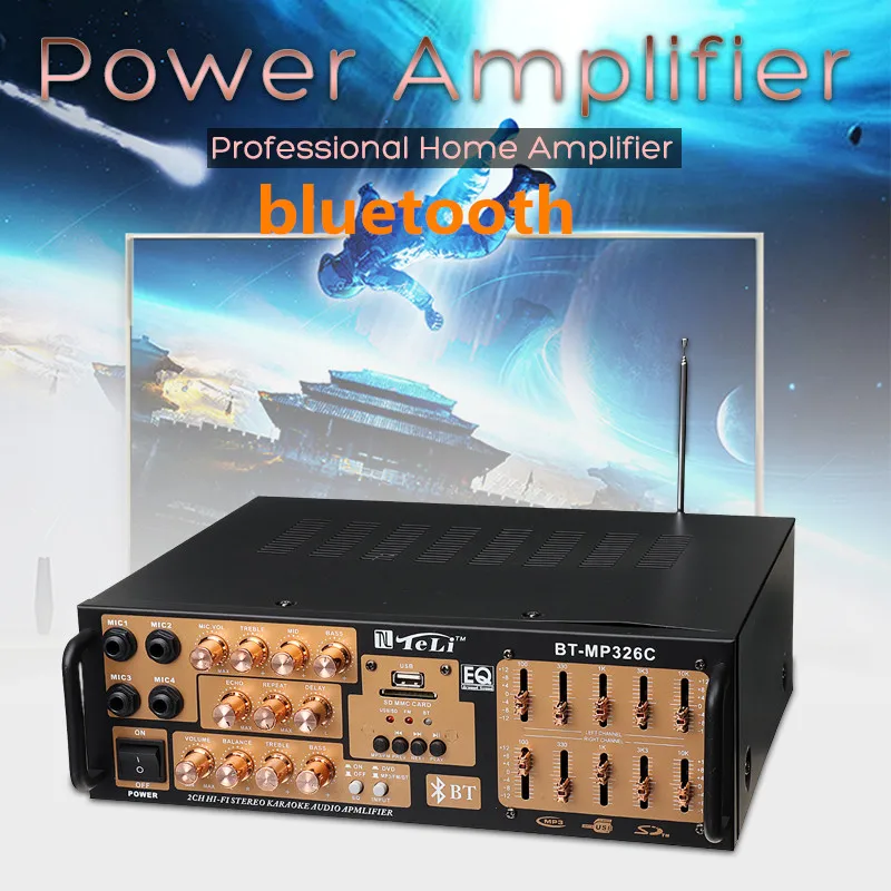 Профессиональный аудио усилитель мощности Bluetooth HF домашний кинотеатр Автомобильные усилители сабвуфер дистанционное управление Поддержка FM USB SD