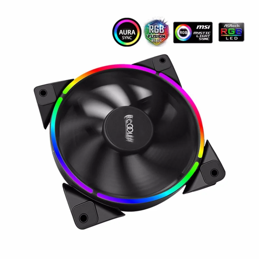 

PCCOOLER 12cm RGB LED Light PC Cooling Fan Smart 4 Pin PWM Quiet PC Case Chassis Fan with AURA Regulation for Computer Case