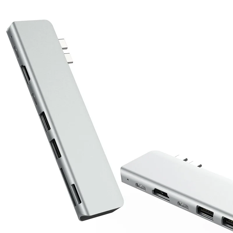 Двойной Тип-C USB Hub адаптер для MacBook Pro Аксессуары для MacBook Air W/HDMI C PD зарядки 6/7/8 в 1 взаимный обмен данными между компьютером и периферийными устройствами C HUB адаптер док-станция