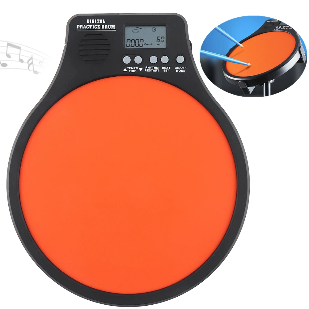 8 Inch Digital Electronic Dumb Drum Pad with Speed Detection Metronome Practice Drums 3 IN 1 for Jazz Exercise | Спорт и развлечения