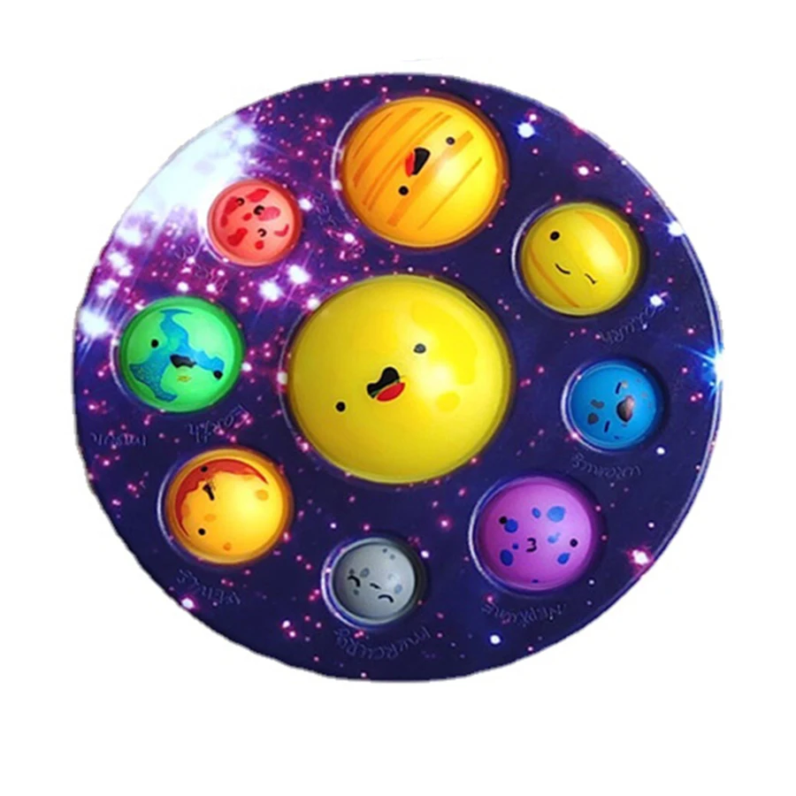 Eight Planets Simple Dimple Pop Fidget Sensory Toy keychain Stress Relief Antistress Board Autism Anxiety Fidget Toy For Kids nedo stress ball Squeeze Toys