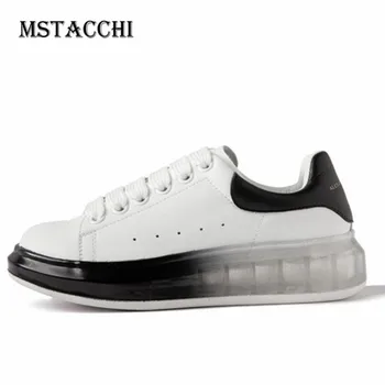 

MStacchi Running Shoes Women Flats Flatform Sneakers Cross Lace-Up Genuine Leather Calzado Mujer Female Trainers Plus Size 35-42