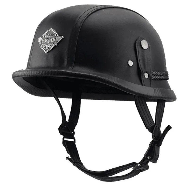 

Motorcycle Helmet Electric Vehicle Helmet Halley Helmet Leather Helmet Bright Black DOT Standard