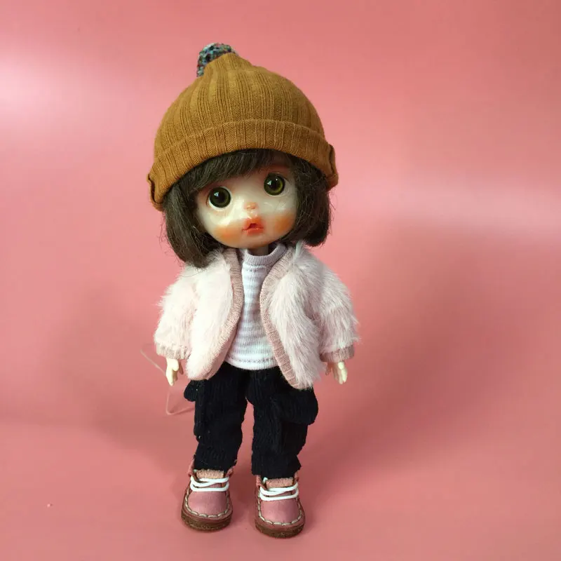 Ob11 Детское пальто с мехом BJD GSC однотонное яйцо глиняная кукла пальто кукла ручной работы аксессуары для кукольной одежды