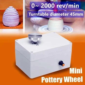 

Fast Shipping 12V Usb Aluminum Alloy Fingertip Mini Pottery Wheel 4.5Cm Turntable Knob Stepless Speed Change EU Plug