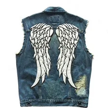 Ходячий мертвец Дэрил Диксон угол нашивки крылья фосфоресцирующий куртка байкера мужской мотор мотоциклист джинсы жилет S-5XL