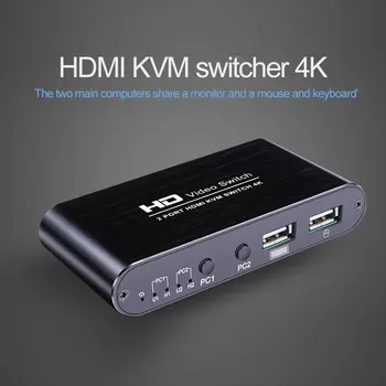 

2020Output Stable USB HDMI KVM Switch Box 4K Video Display Switcher Splitter For 2 PC Sharing Keyboard Mouse Printer Easy To Use