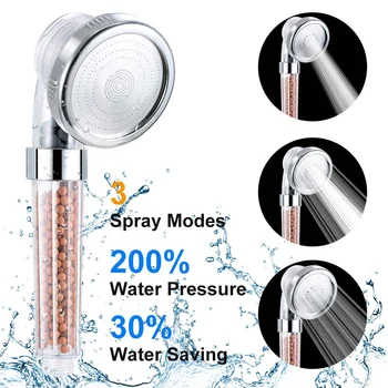 

Hot Shower Bath Head Adjustable 3 Mode High Pressure Handheld for Home Bathroom Hotel D6