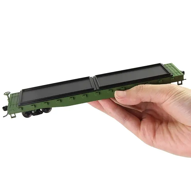 3pcs HO Scale 52ft Flat Car Pure Color Flatbed Carriage 1:87 Freight Car Lots C8741DS