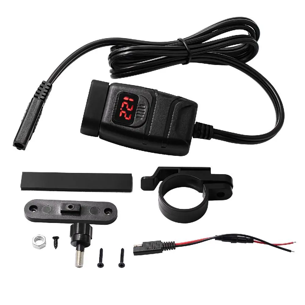 

Waterproof Dual USB QC 3.0 Quick Charge 12V Phone Charger Motorcycle Vehicle-mounted Charger with Red Voltmeter Switch