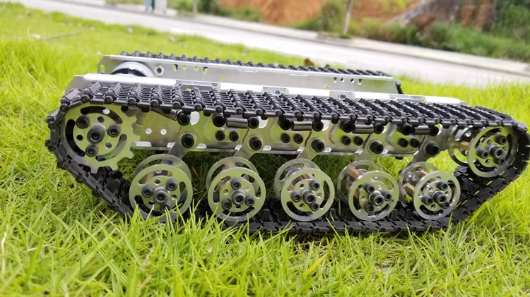 RC Metal independent shock absorption suspension system tank chassis with Plastic Track 2 Motors,DIY Toy robot smart car Arduino
