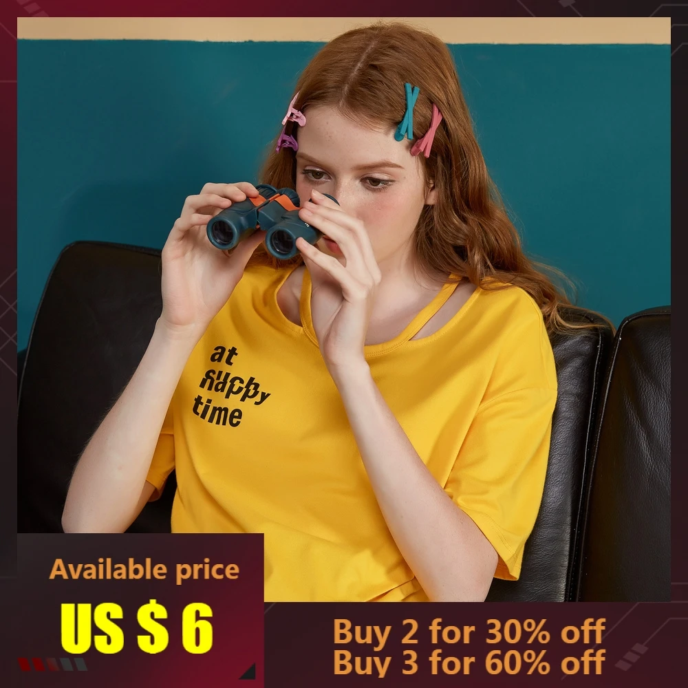 

Metersbonwe Girls T-Shirt For Women Casual Loose Tops T-shirt Women T-Shirt Cartoon Embroidery Letter Printing T-Shirt Female