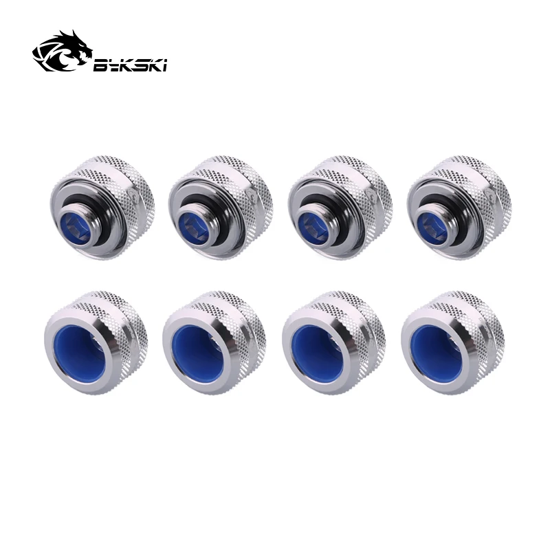 BYKSKI 8pcs/lot OD12mm/OD14mm/OD16mm Enhanced Anti-off Rubber Hand Compression Copper Fitting G1/4' use for Hard/Rigidity Tube