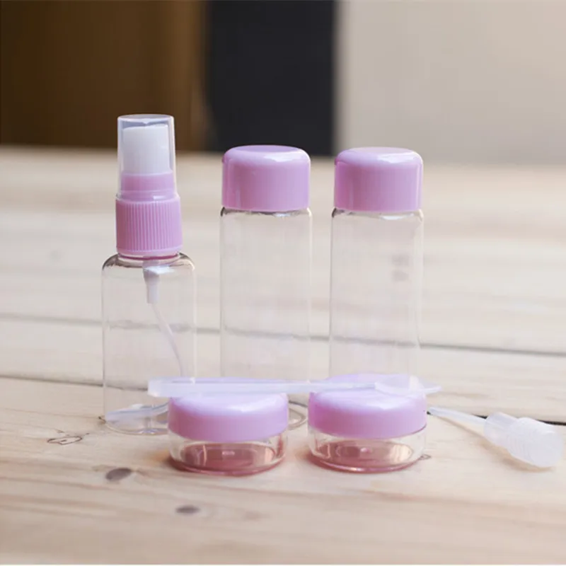 

7pcs/Set Mini Travel Makeup Cosmetic Face Cream Pot Bottles Plastic Transparent Empty Eyeshadow Container Bottle