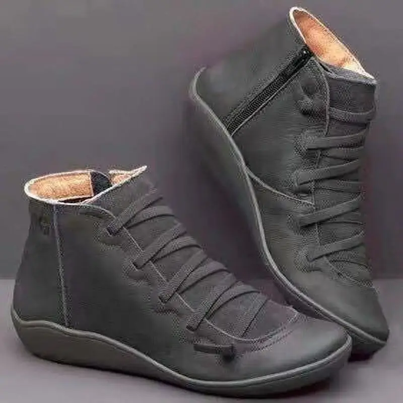 Women Boots Fashion Comfortable Bohemian Ladies Boots Zipper Platform Shoes Woman Lace Up Casual Shoes Plus Size 43 Ankle Boots