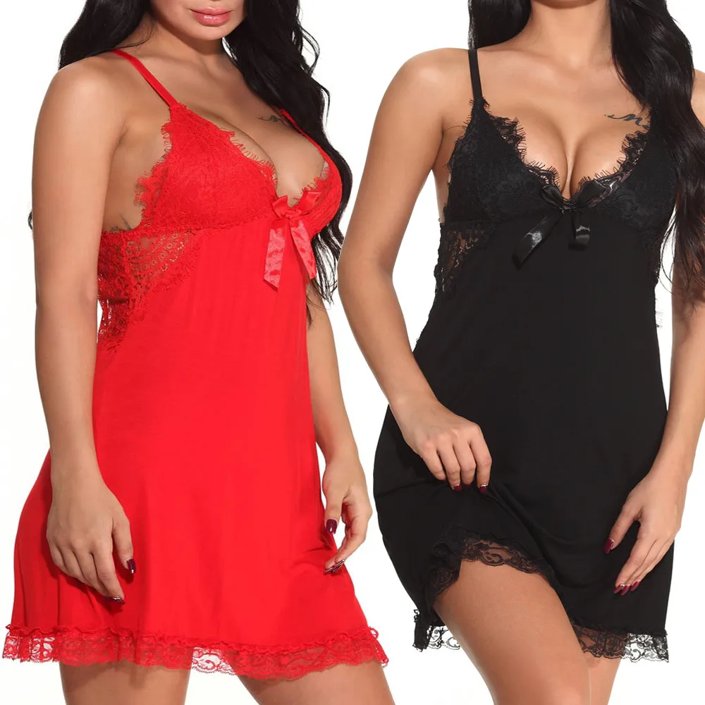 Женское летнее платье с лямкой на шее с открытой спиной Babydoll, сексуальное кружевное белье, эротические комбинации, нижнее белье, ночное белье