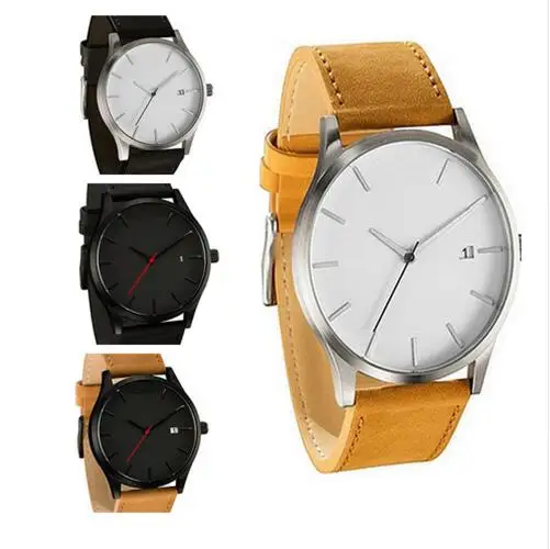 Модные военные кварцевые мужские часы с большим циферблатом, кожаные часы, мужские часы высокого качества, часы мужские