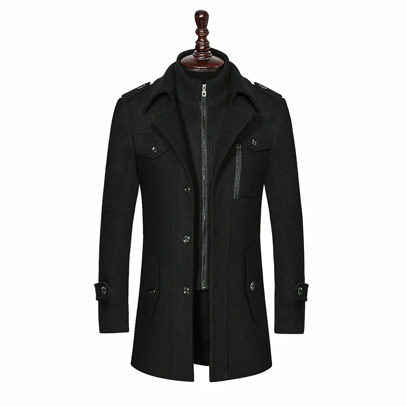 

Nice Tide Winter Wool Coat Slim Fit Jackets Fashion Outerwear Warm Man Casual Jacket Overcoat Pea Coat Plus Size M-XXXL