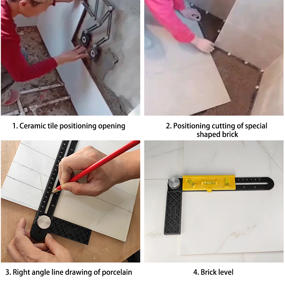 Digital Angle Protractor Carpenter Measuring Tool Angle Measuring Tool Angle Protractor 6/12 Folding Ruler Tile Hole Locator Adjustable Tool Masonry Glass Fixed Angle Measuring Ruler Universal Angular Template Tools
