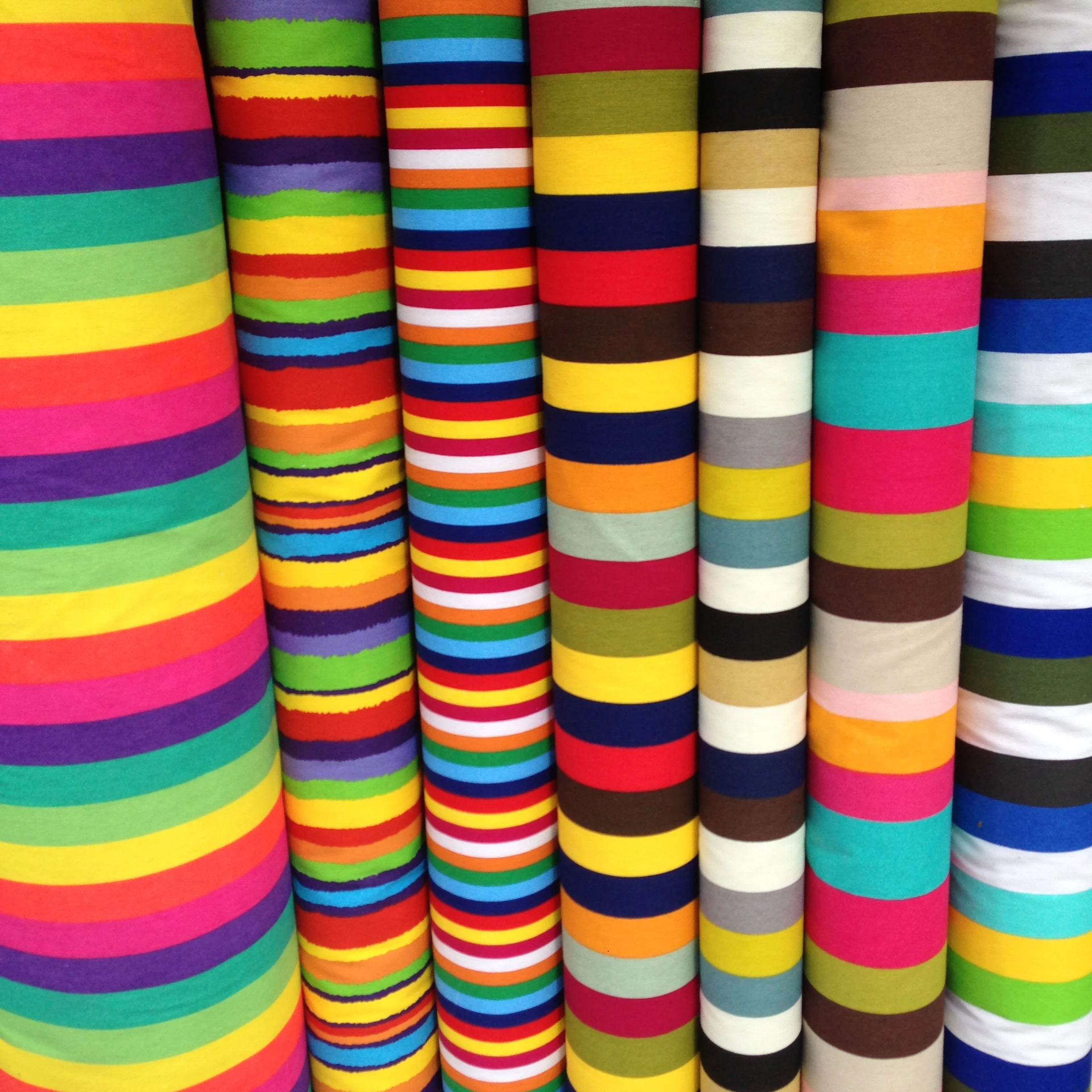 Printing Cotton Canvas Fabric Colorful Rainbow Stripe Cloth Diy