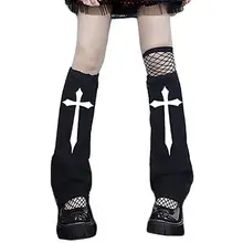 

Dropshipping Women Leg Warmers Gothic Solid Color Autumn Winter Elastic Top Opening Thick Leg Socks for Daily Wear