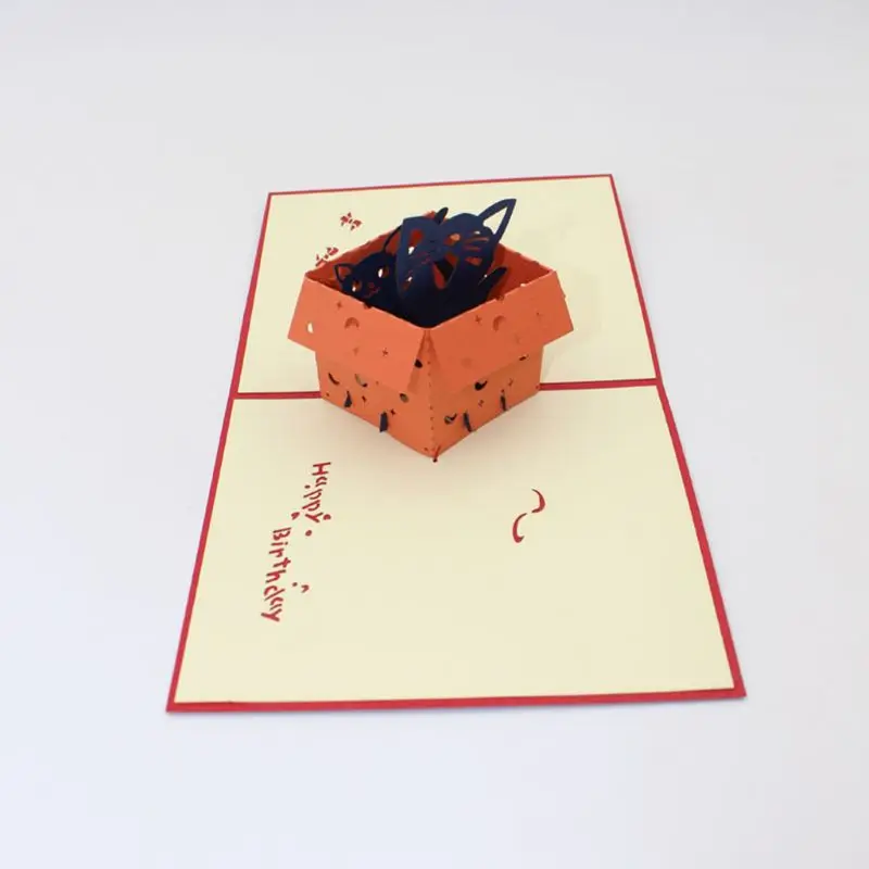  Handmade 3D Pop Up Cat Hidden In Box Greeting Card With Envelope Invitation Birthday Christmas Wedd - 4000357828402
