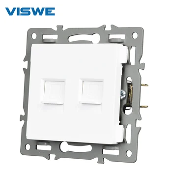 

VISWE Wall Dual Computer Network Interface Flame Retardant PC panel 1 Frame EU Standard Socket with iron claw