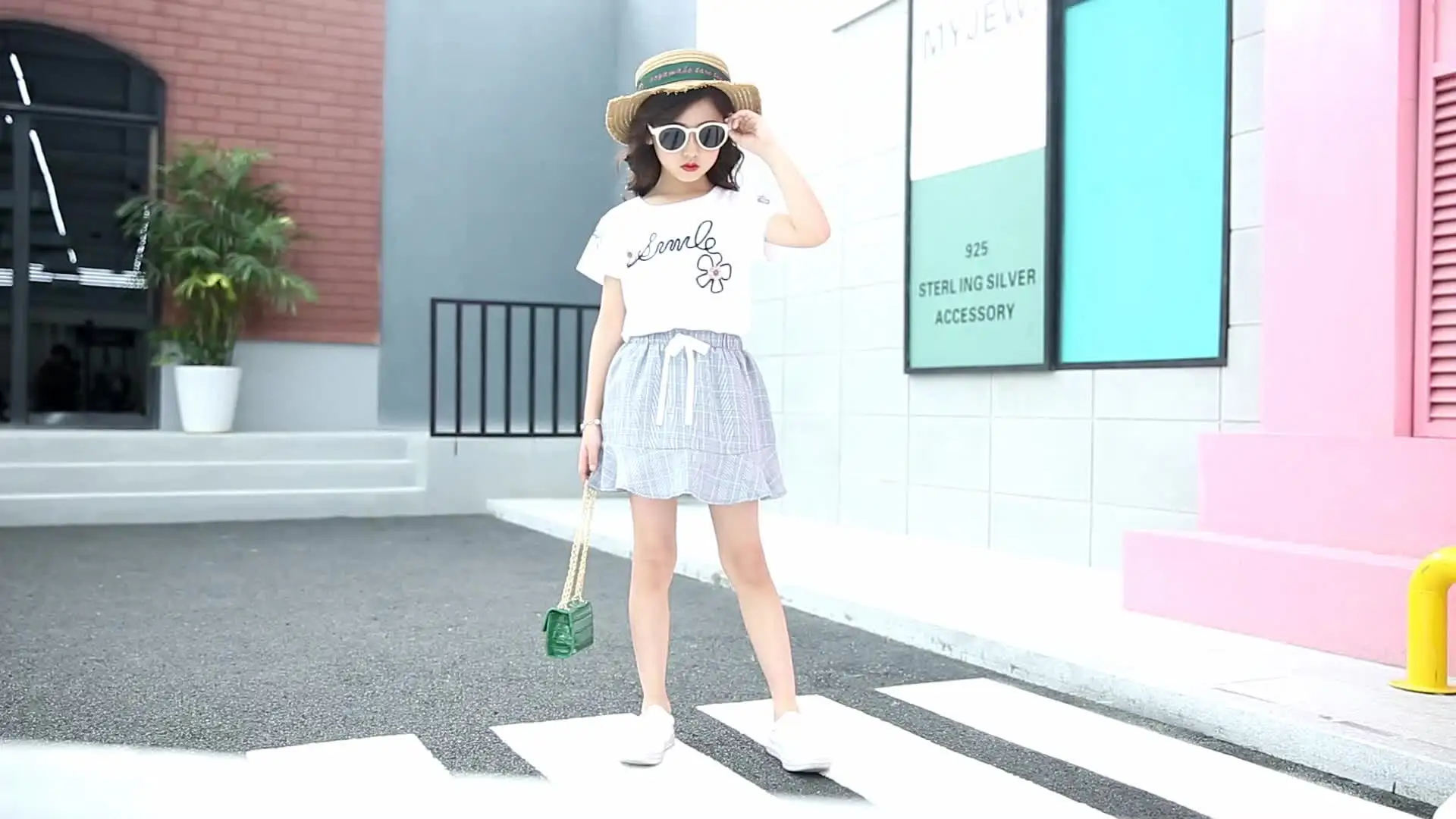 Корейский детский комплект одежды летняя Элегантная модная юбка для девочек и топ, эксклюзивные комплекты одежды для девочек комплект из двух предметов
