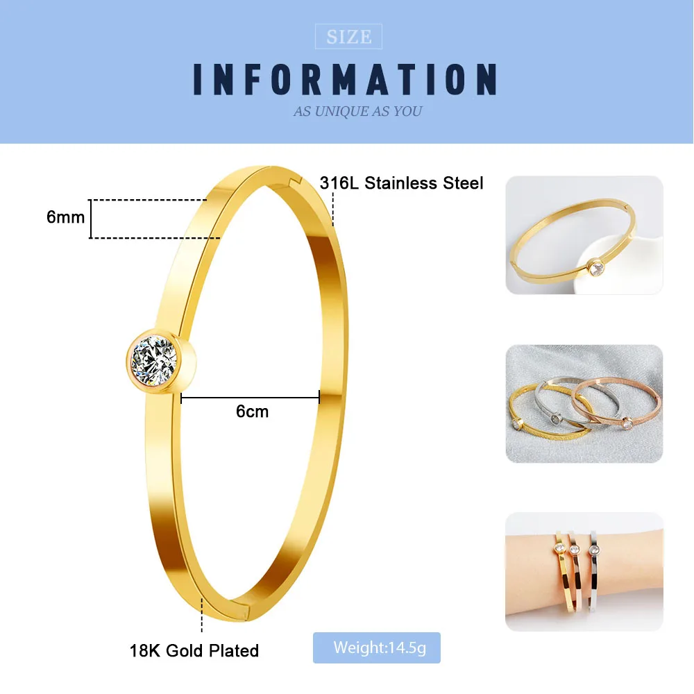 Новинка FINE4U B045 316L Браслет-манжета из нержавеющей стали для женщин Натяжные CZ браслеты и браслеты 3 цвета на выбор