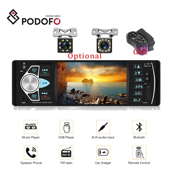 

Podofo Car Radio 1 din 4022d FM radio car Auto Audio Stereo Bluetooth Autoradio Support Rearview Camera Steering Wheel Contral