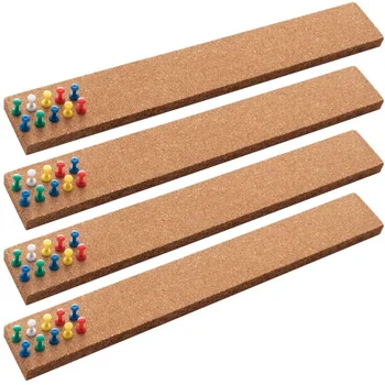 

4PCS Cork Board Bulletin Memo Pin Board Photos Message Boards Wall Decoration Natural Frameless Cork Board With 40 Push Pins #